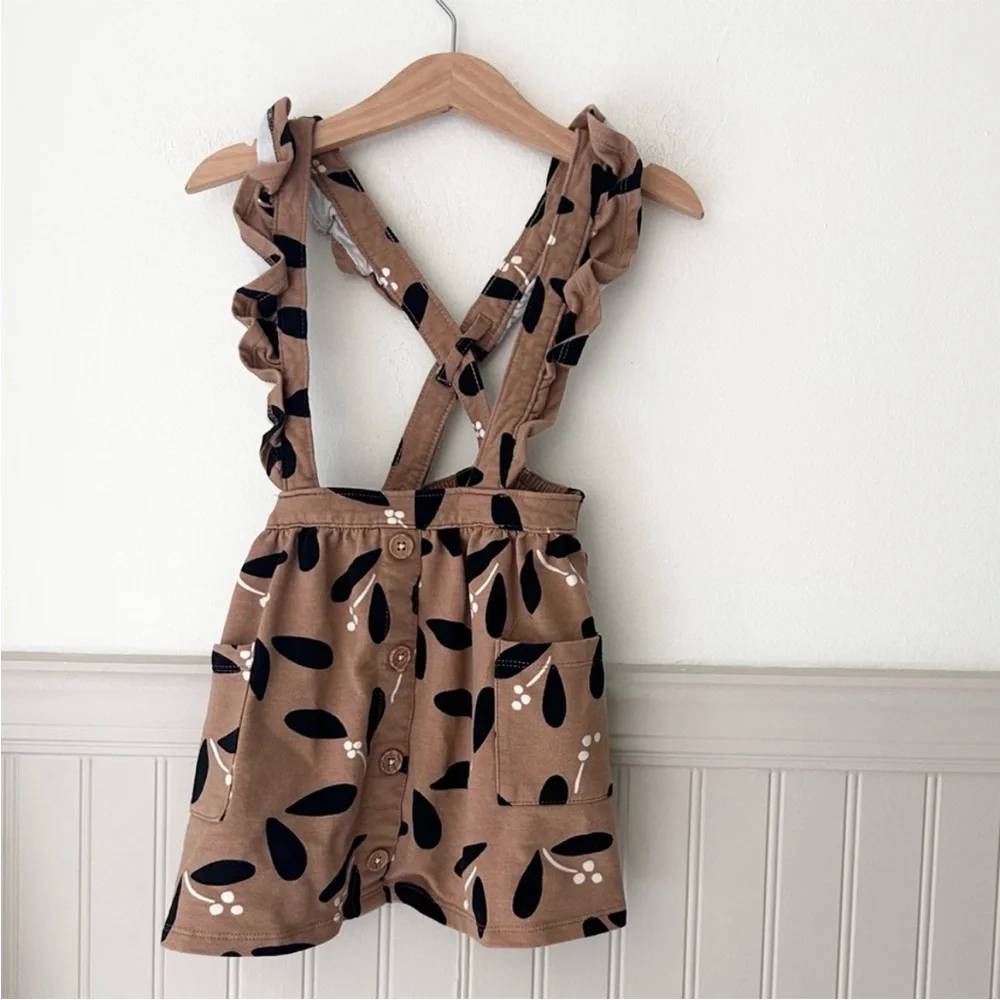 Wonder Nation Tan and Black Patterned Dress with Thick Tights Girls 3T